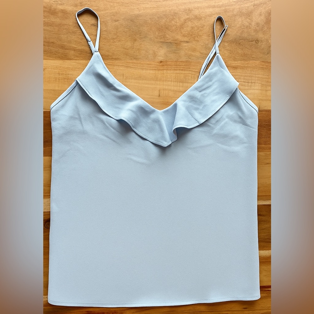 Light Blue Ruffle Tank Top